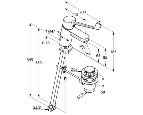 Приобрести Смеситель для раковины с донным клапаном Kludi Logo Neo Care 372870575 в магазине сантехники Santeh-Crystal.ru