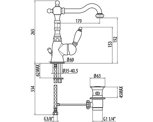 Купить Смеситель для раковины с донным клапаном Gattoni Orta 2741/27C0CR в магазине сантехники Santeh-Crystal.ru