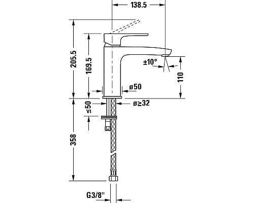 Заказать Смеситель для раковины без донного клапана Duravit B.1 B11020002010 в магазине сантехники Santeh-Crystal.ru