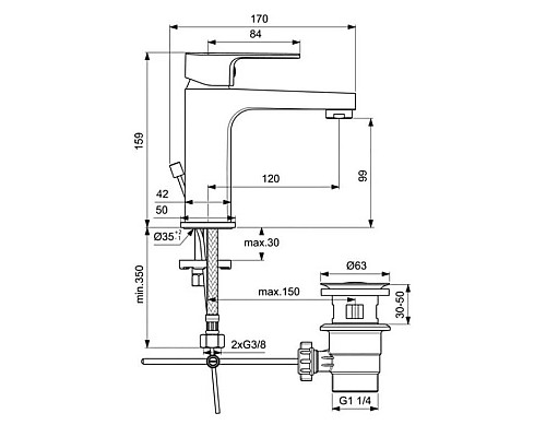 Купить Смеситель для раковины с донным клапаном Ideal Standard Cerafine D BC491AA в магазине сантехники Santeh-Crystal.ru