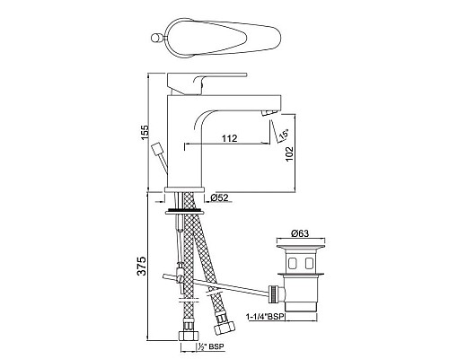 Купить Cмеситель для раковины с донным клапаном Jaquar Vignette Prime VGP-CHR-81051B в магазине сантехники Santeh-Crystal.ru