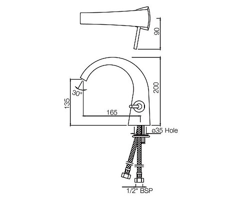 Купить Смеситель для раковины без донного клапана Jaquar Arc ARC-SSF-87011B в магазине сантехники Santeh-Crystal.ru