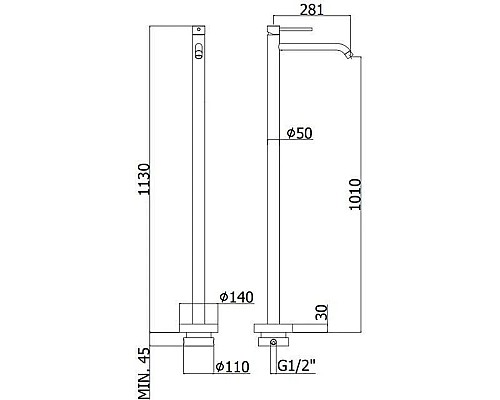 Купить Смеситель напольный для раковины без донного клапана Paffoni Light LIG031CR в магазине сантехники Santeh-Crystal.ru