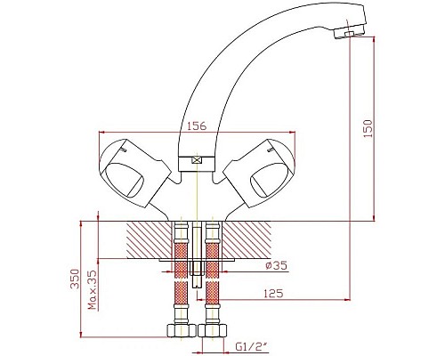 Купить Смеситель для раковины без донного клапана Orange Classic S M75-012cr в магазине сантехники Santeh-Crystal.ru