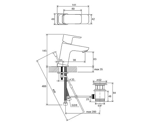 Заказать Смеситель для раковины с донным клапаном Ravak 10° Free-TD F 011.00 X070126 в магазине сантехники Santeh-Crystal.ru