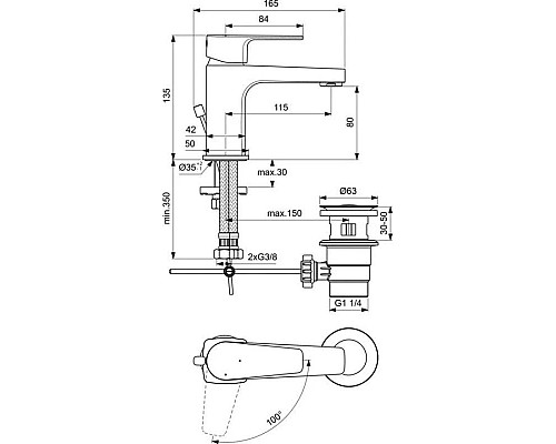 Заказать Смеситель для раковины с донным клапаном Ideal Standard Cerafine D BC745AA в магазине сантехники Santeh-Crystal.ru