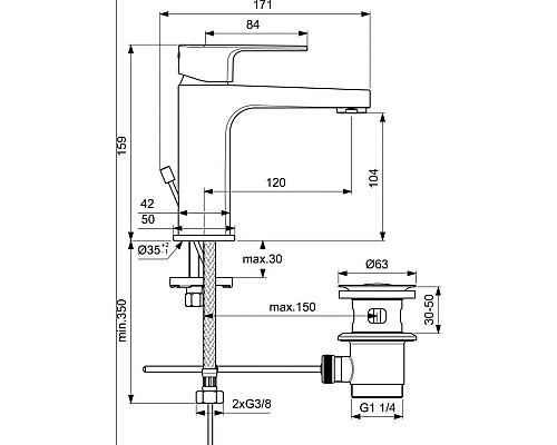 Заказать Смеситель для раковины с донным клапаном Ideal Standard Cerafine D BC686AA в магазине сантехники Santeh-Crystal.ru