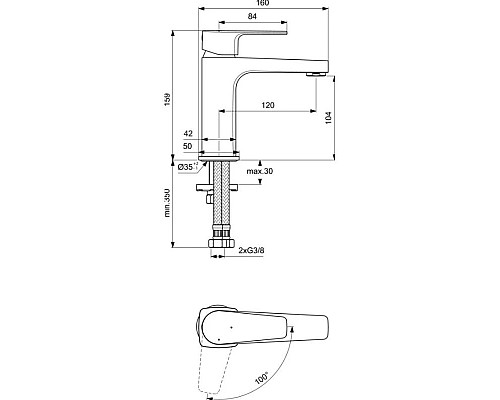 Заказать Смеситель для раковины без донного клапана Ideal Standard Cerafine D BC687AA в магазине сантехники Santeh-Crystal.ru