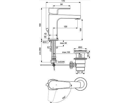 Заказать Смеситель для раковины с донным клапаном Ideal Standard Cerafine D BC688AA в магазине сантехники Santeh-Crystal.ru