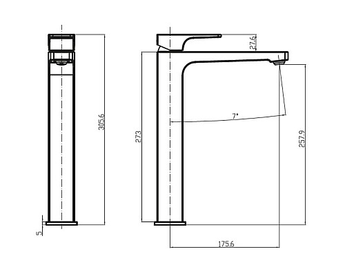 Приобрести Смеситель для раковины с донным клапаном Villeroy & Boch Architectura Square TVW12500200061 в магазине сантехники Santeh-Crystal.ru