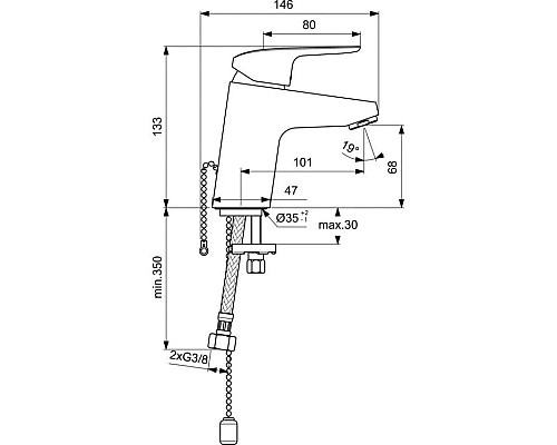 Купить Смеситель для раковины с цепочкой Ideal Standard Ceraflex B1709AA в магазине сантехники Santeh-Crystal.ru