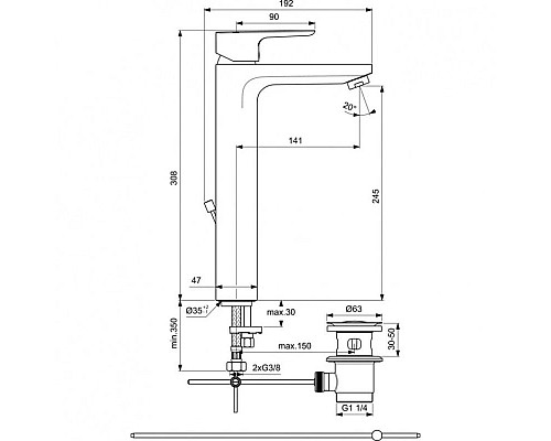 Заказать Смеситель для раковины с донным клапаном Ideal Standard Ceraplan III BC561AA в магазине сантехники Santeh-Crystal.ru