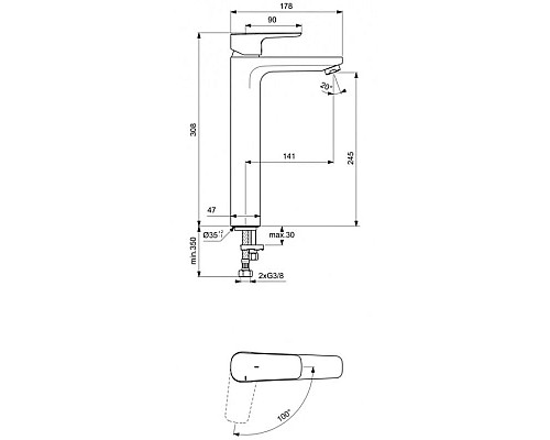 Заказать Смеситель для раковины без донного клапана CoolStart Ideal Standard Ceraplan III BC571AA в магазине сантехники Santeh-Crystal.ru