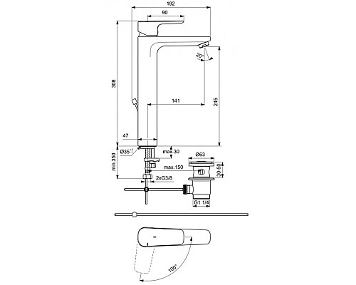 Купить Смеситель для раковины с донным клапаном CoolStart Ideal Standard Ceraplan III BC572AA в магазине сантехники Santeh-Crystal.ru