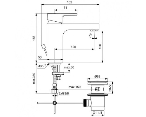 Заказать Смеситель для раковины с донным клапаном Ideal Standard Edge A7104AA в магазине сантехники Santeh-Crystal.ru