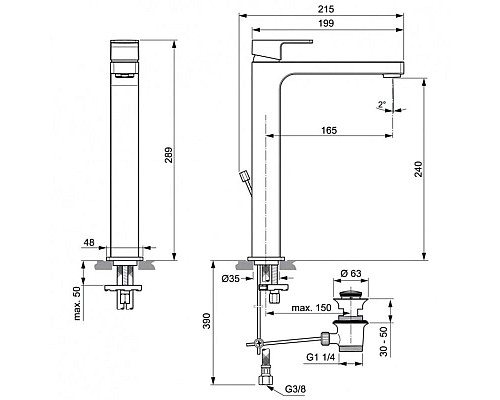 Купить Смеситель для раковины с донным клапаном Ideal Standard Edge A7112AA в магазине сантехники Santeh-Crystal.ru