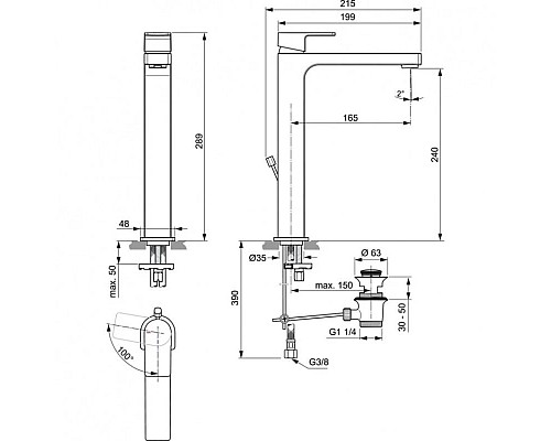 Купить Смеситель для раковины с донным клапаном CoolStart Ideal Standard Edge A7113AA в магазине сантехники Santeh-Crystal.ru