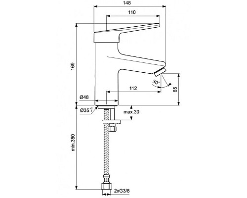 Приобрести Смеситель для раковины без донного клапана Ideal Standard Ceraplus 2.0 BC092AA в магазине сантехники Santeh-Crystal.ru