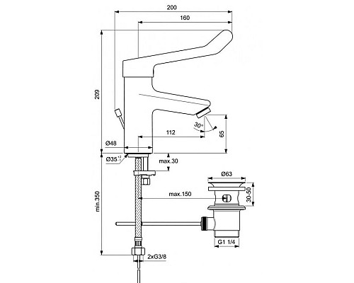 Заказать Смеситель для раковины с донным клапаном Ideal Standard Ceraplus 2.0 BC097AA в магазине сантехники Santeh-Crystal.ru