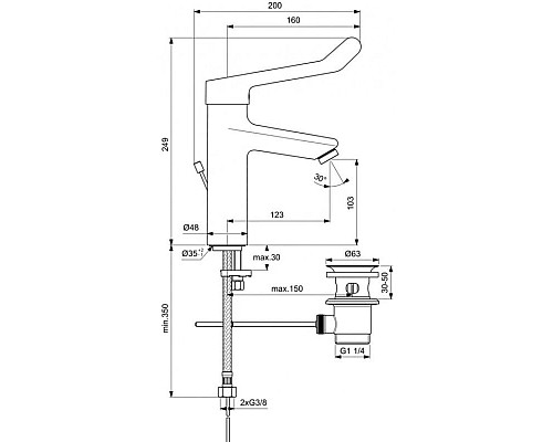 Заказать Смеситель для раковины с донным клапаном Ideal Standard Ceraplus 2.0 BC105AA в магазине сантехники Santeh-Crystal.ru