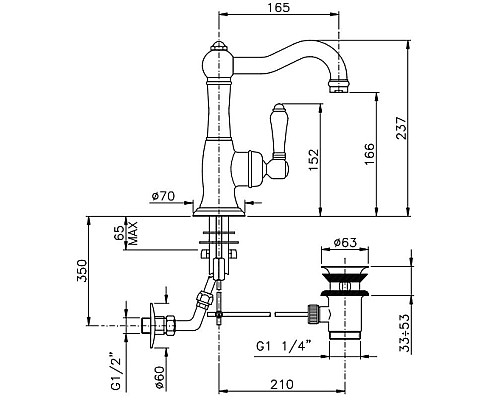 Заказать Смеситель для раковины с донным клапаном Nicolazzi El Capitan 3452BZ75C в магазине сантехники Santeh-Crystal.ru