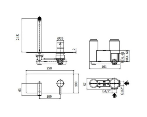 Купить Смеситель для раковины без донного клапана Paffoni Light LIG106NO в магазине сантехники Santeh-Crystal.ru