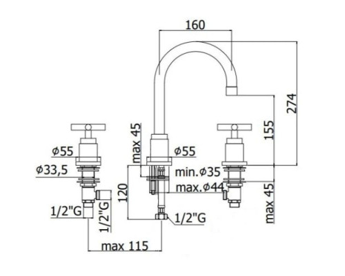 Приобрести Смеситель для раковины без донного клапана Paffoni Quattro QTV052CR в магазине сантехники Santeh-Crystal.ru