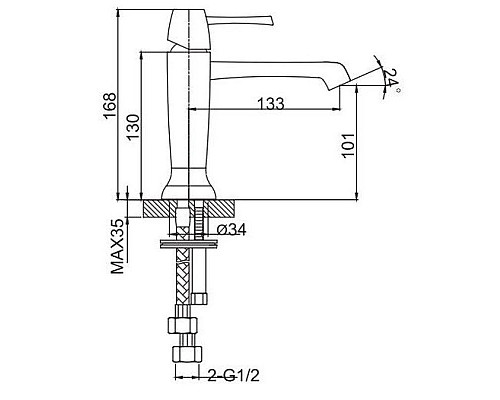 Заказать Смеситель для раковины с донным клапаном Caprigo Diamante 50-020-crm в магазине сантехники Santeh-Crystal.ru