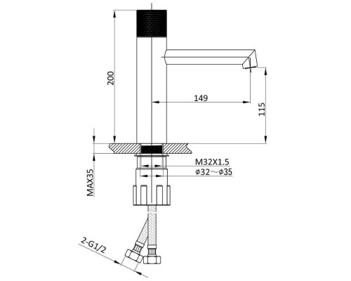 Смеситель для раковины без донного клапана Vincea Desire VBF-1D3MB