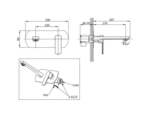 Смеситель для раковины без донного клапана Vincea Next VBFW-1N1MB