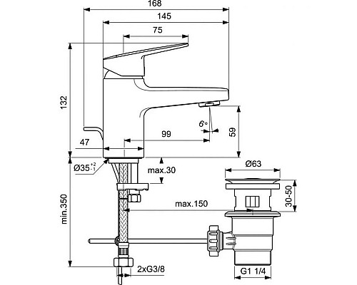 Заказать Смеситель для раковины с донным клапаном Ideal Standard Ceraplan BD202AA в магазине сантехники Santeh-Crystal.ru