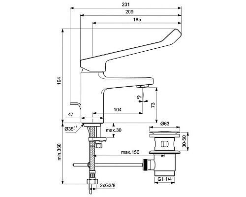 Заказать Смеситель для раковины с донным клапаном Ideal Standard Ceraplan BD218AA в магазине сантехники Santeh-Crystal.ru