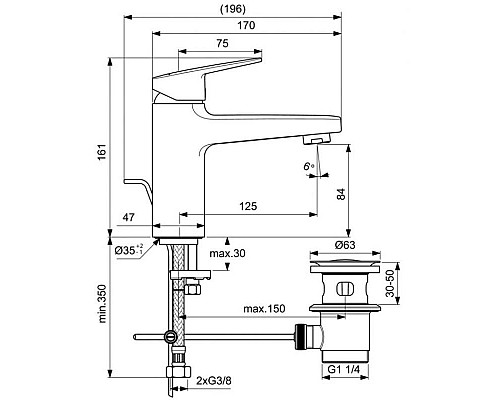 Заказать Смеситель для раковины с донным клапаном Ideal Standard Ceraplan BD232AA в магазине сантехники Santeh-Crystal.ru