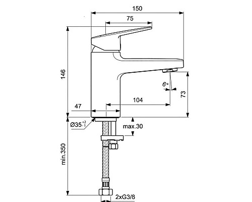 Приобрести Смеситель для раковины без донного клапана Ideal Standard Ceraplan BD209XG в магазине сантехники Santeh-Crystal.ru