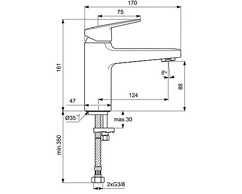 Приобрести Смеситель для раковины без донного клапана Ideal Standard Ceraplan BD222XG в магазине сантехники Santeh-Crystal.ru