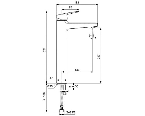 Заказать Смеситель для раковины без донного клапана Ideal Standard Ceraplan BD236XG в магазине сантехники Santeh-Crystal.ru