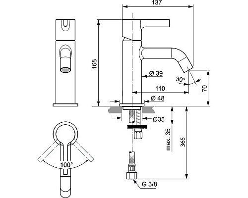 Купить Смеситель для раковины без донного клапана Ideal Standard Joy BC776A2 в магазине сантехники Santeh-Crystal.ru