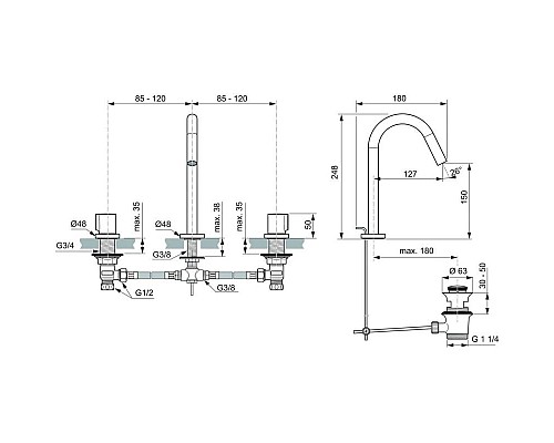 Купить Смеситель для раковины с донным клапаном Ideal Standard Joy BC783A2 в магазине сантехники Santeh-Crystal.ru