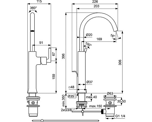 Заказать Смеситель для раковины с донным клапаном Ideal Standard Joy BD155A5 в магазине сантехники Santeh-Crystal.ru