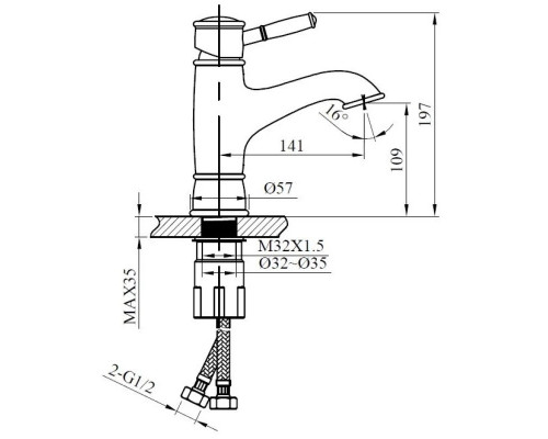 Смеситель для раковины AltroBagno Beatrice Duo AltroBagnoBeatriceDuo0129Bi