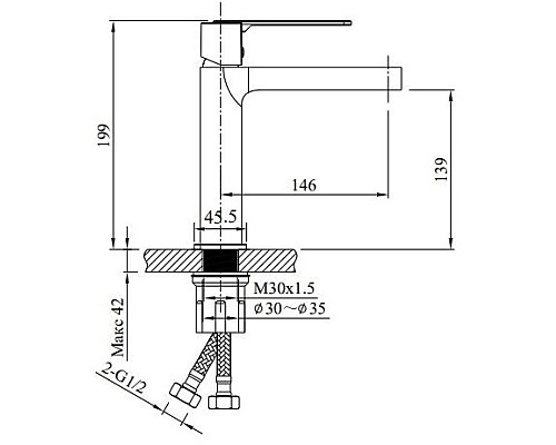 Смеситель для раковины AltroBagno Unione AltroBagnoUnione0136NeOp Смеситель для раковины AltroBagno Unione AltroBagnoUnione0136NeOp