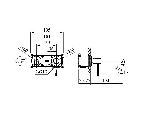 Смеситель для раковины AltroBagno Intento AltroBagnoIntento010502Cr