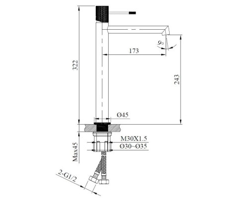 Смеситель для раковины AltroBagno Intento AltroBagnoIntento010215Cr
