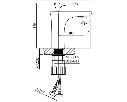 Смеситель для раковины AltroBagno Aperto AltroBagnoAperto0108Cr