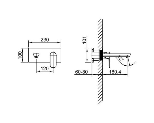 Смеситель для раковины AltroBagno Diretto 010701 Cr встраиваемый, хром
