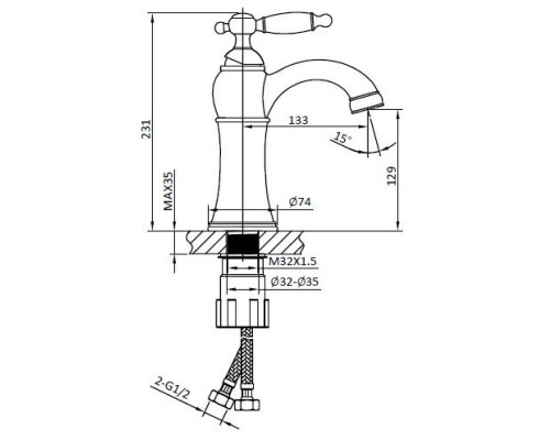 Смеситель для раковины AltroBagno Opera AltroBagnoOpera0117CrGi