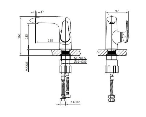 Смеситель для раковины AltroBagno Squalo AltroBagnoSqualo0106Cr