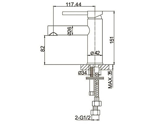 Заказать Смеситель для раковины без донного клапана Caprigo Don 53-020-NER в магазине сантехники Santeh-Crystal.ru