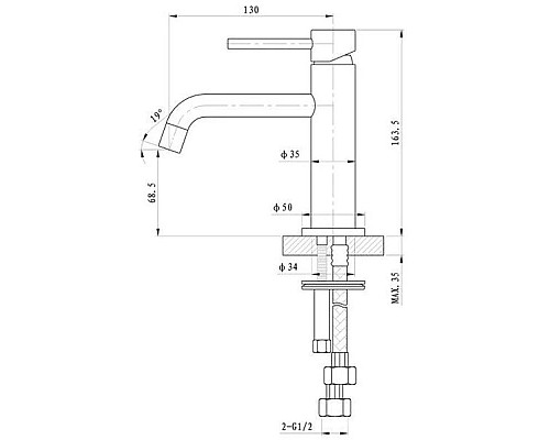 Заказать Смеситель для раковины без донного клапана Caprigo Don 53-022-CRM в магазине сантехники Santeh-Crystal.ru