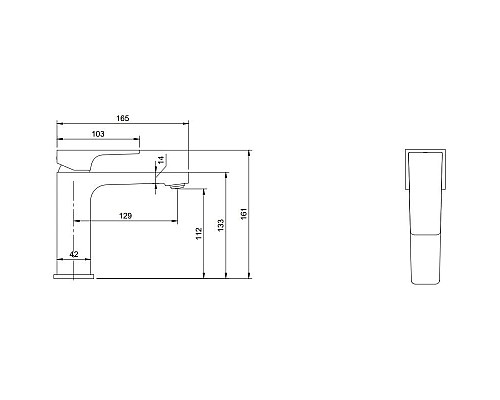 Приобрести Смеситель для раковины с донным клапаном Villeroy & Boch Architectura Square TVW12500100064 в магазине сантехники Santeh-Crystal.ru